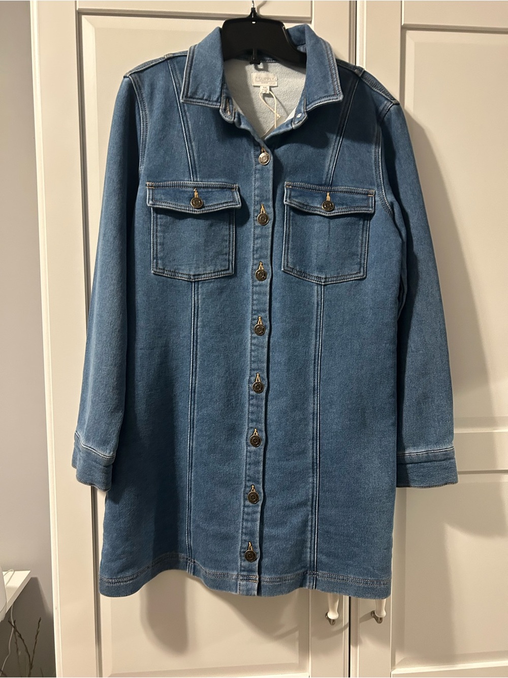 Light Blue Denim Shirt Jacket - Women